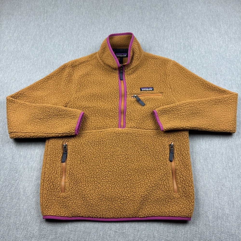 Patagonia Brown Fleece Pullover with Pink Trim